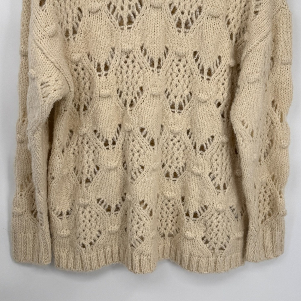 American Eagle Sweater Womens Small Ivory Oversized Wool Blend Cottagecore Boho - Picture 4 of 15